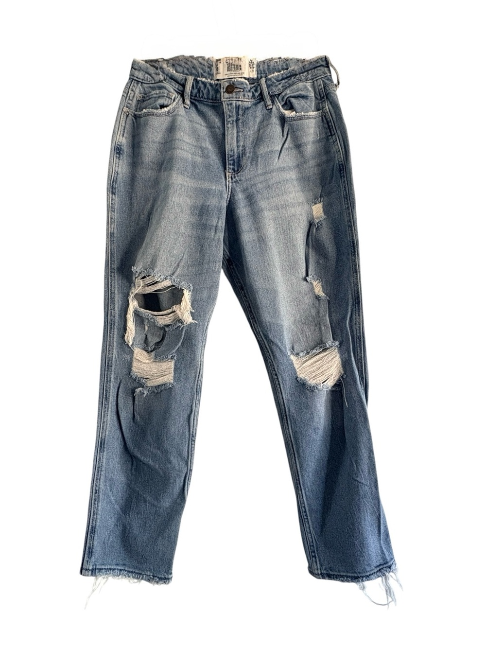 Hollister Curvy High-Rise Mom Light Blue Distressed Jeans